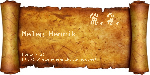 Meleg Henrik névjegykártya